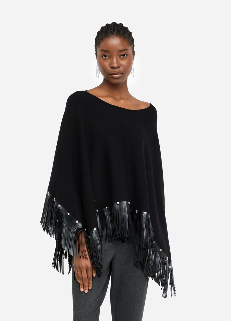 Poncho with fringes and studs black Liu Jo - medium Poncho with fringes and studs black Liu Jo - medium