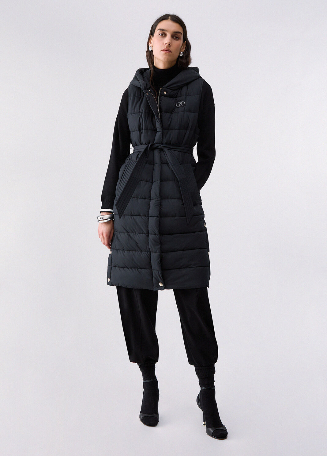Long gilet in matte nylon black Liu Jo - large image number 5