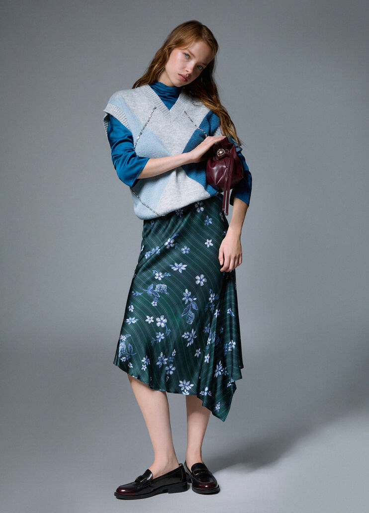 Vest Argyle with jewel embroidery blue Liu Jo - medium
