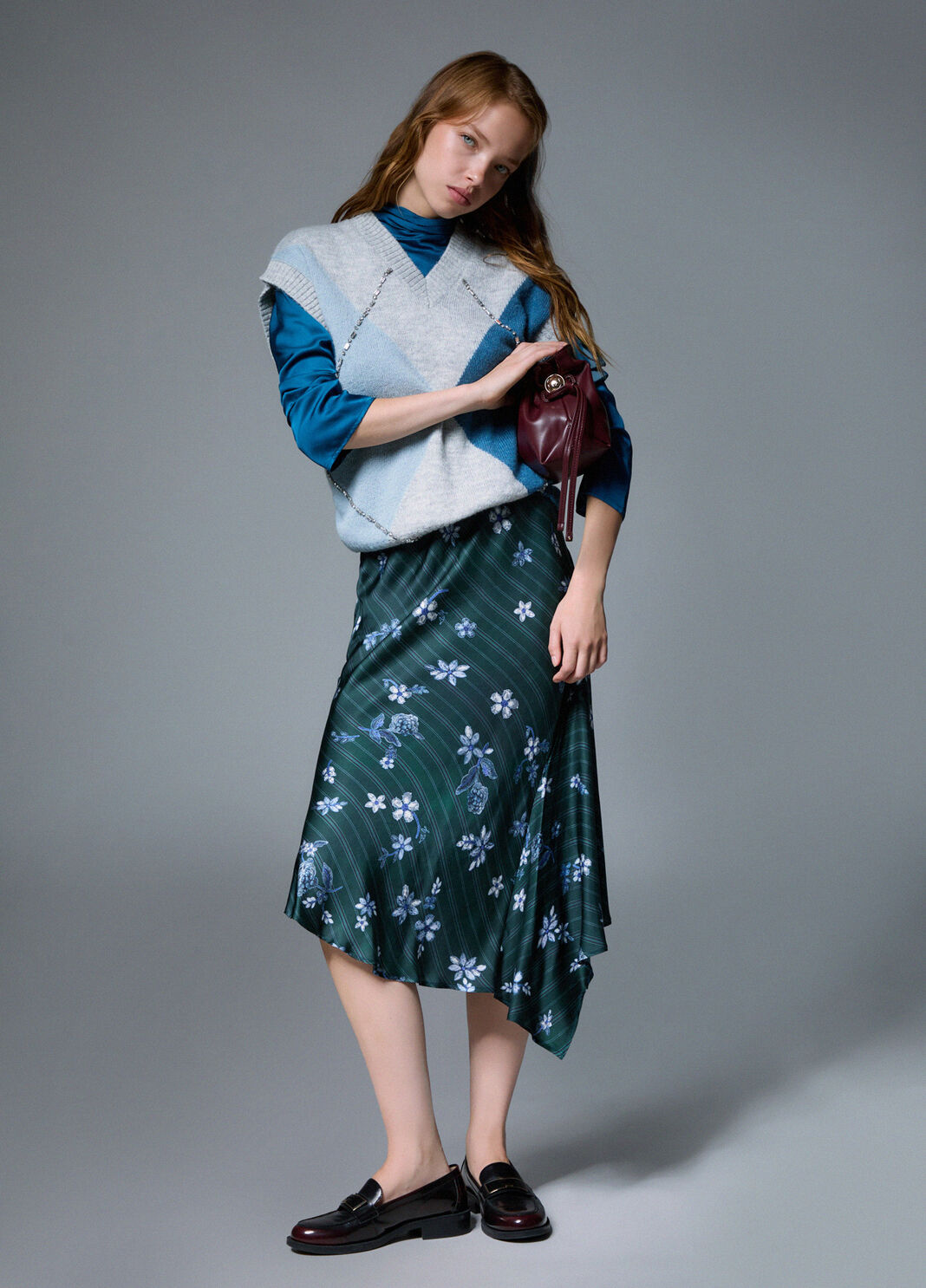 Vest Argyle with jewel embroidery blue Liu Jo - large image number 2