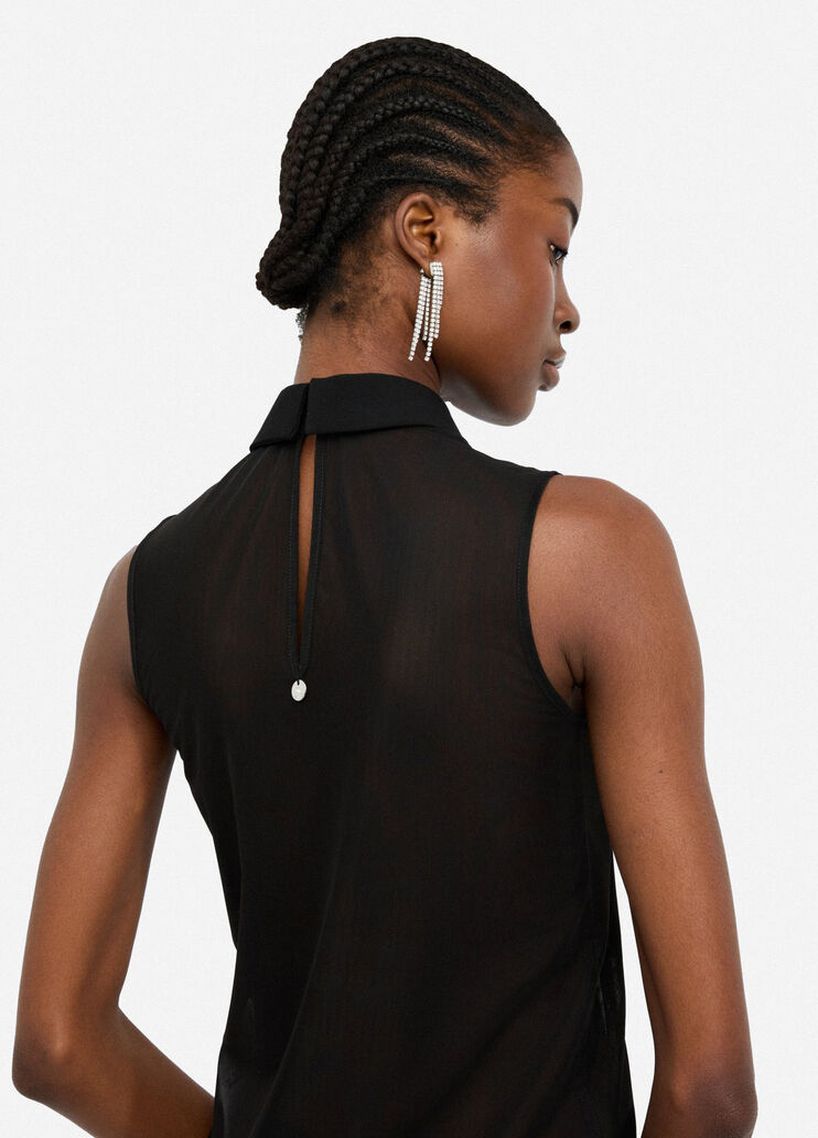 Tulle top with gemstones black Liu Jo - large image number 4 Tulle top with gemstones black Liu Jo - large image number 4