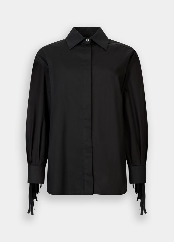 Poplin shirt with fringes black Liu Jo - large image number 6