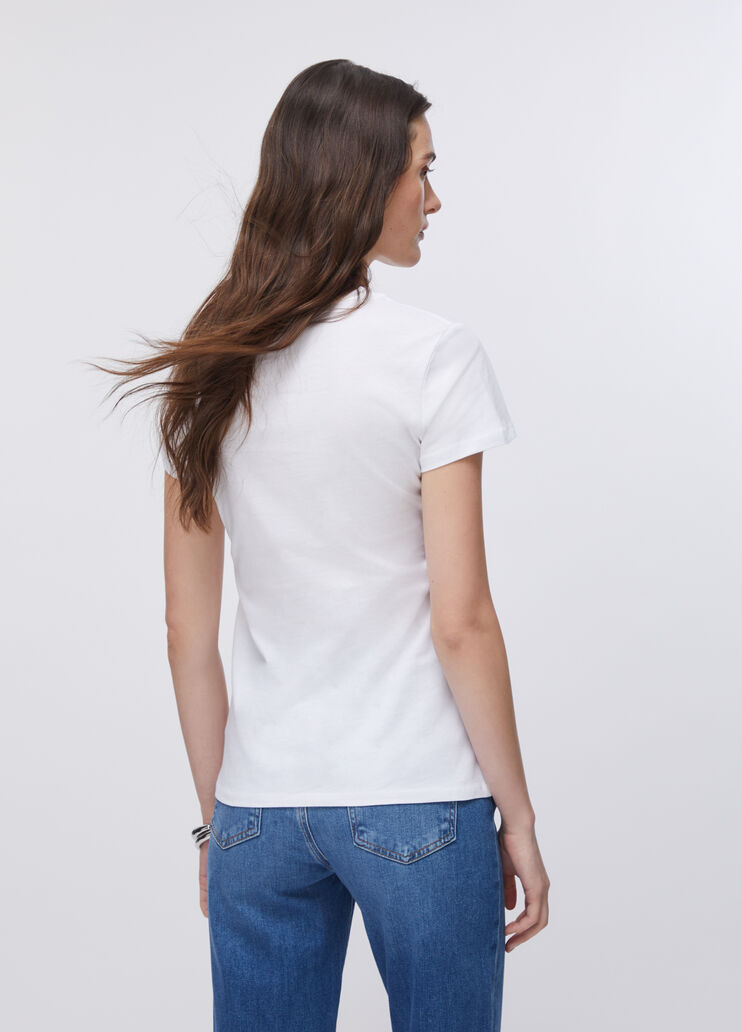 Printed T-shirt with rhinestones white/multicolour Liu Jo - large image number 1