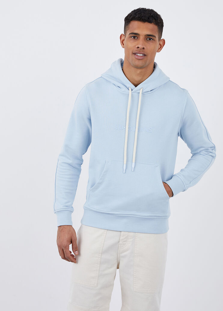 Felpa con cappuccio e logo ricamato azzurro Liu Jo - large image number 0