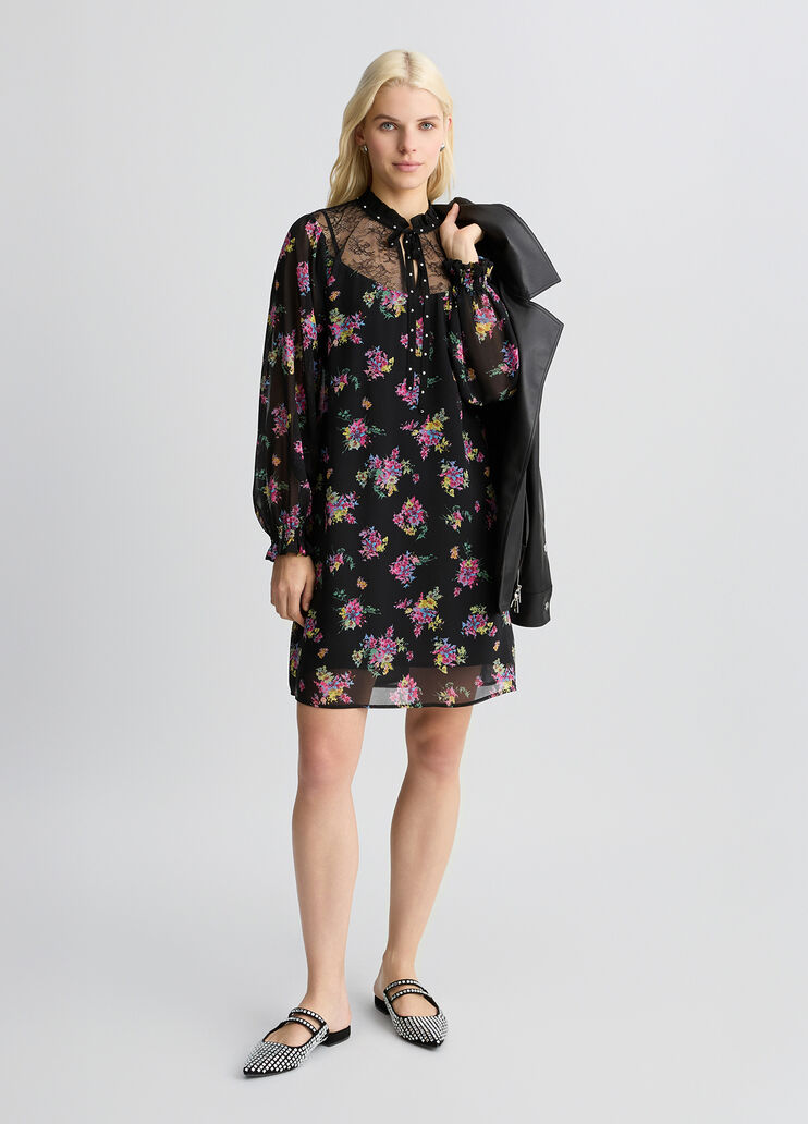 Floral georgette dress black floral print Liu Jo - large image number 5 Floral georgette dress black floral print Liu Jo - large image number 5