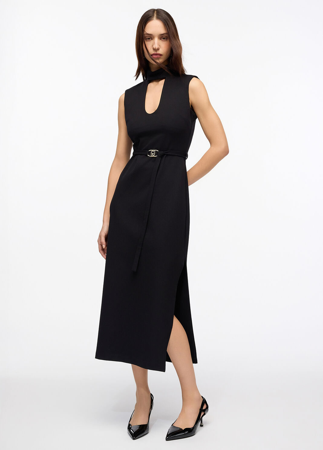Robe midi avec ceinture noir Liu Jo - large image number 0