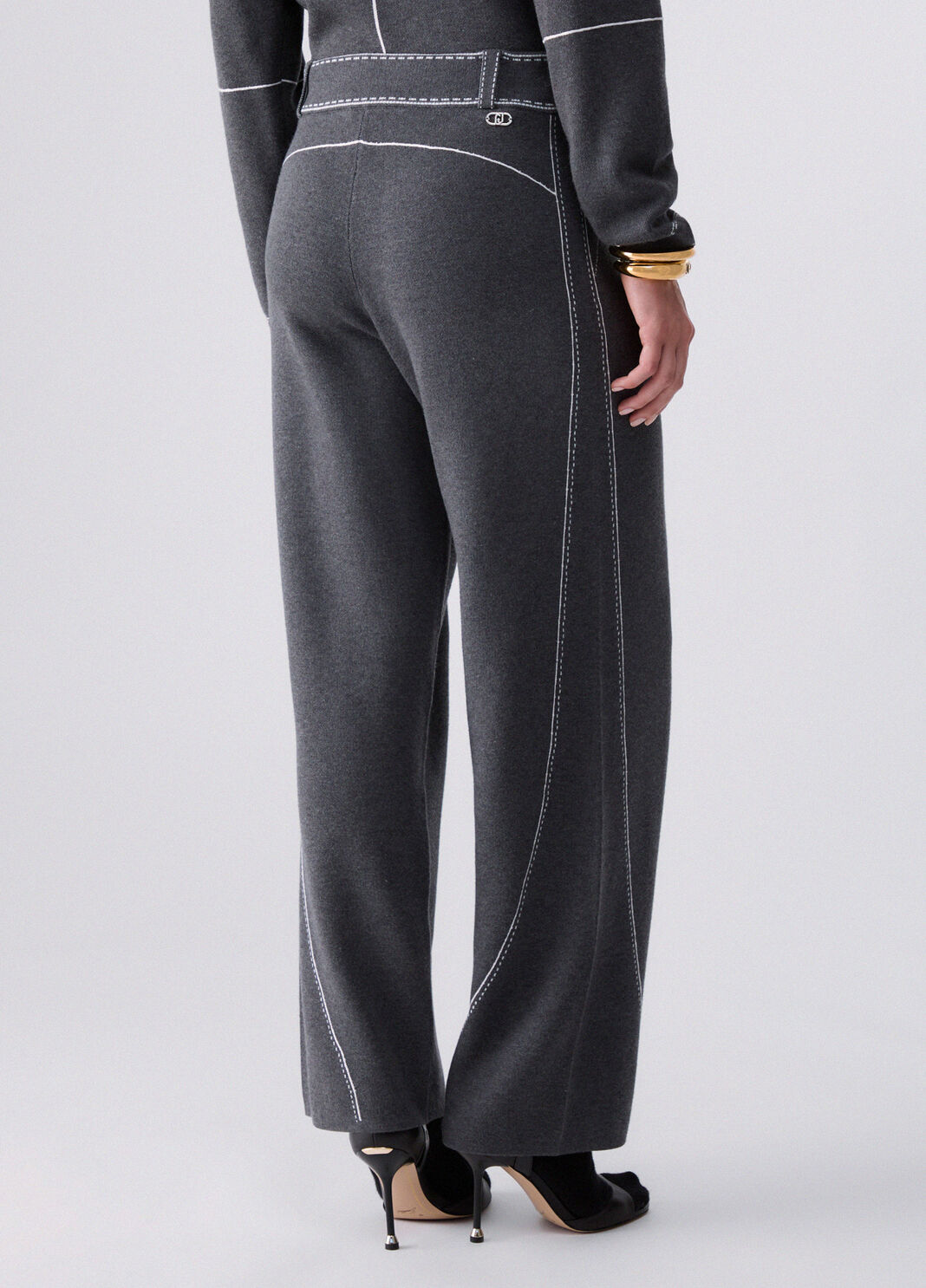 Pantalon avec surpiq&ucirc;res contrast&eacute;es gris Liu Jo - large image number 1