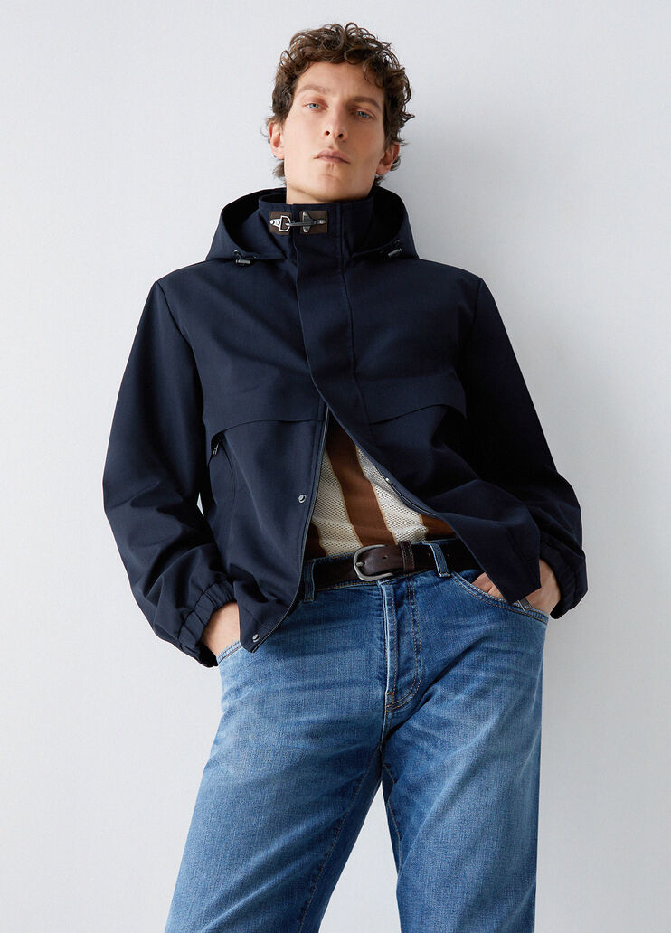 Veste imperm&eacute;able &agrave; capuche bleu fonc&eacute; Liu Jo - medium