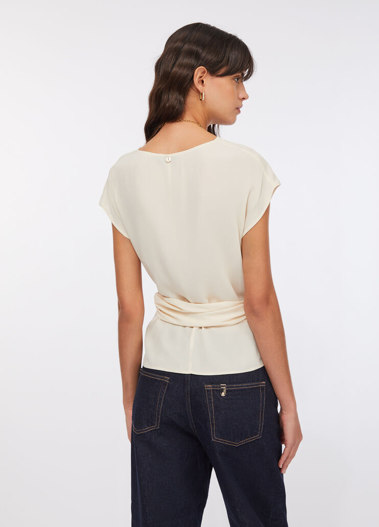 Crepe de chine top ivory Liu Jo - large image number 1