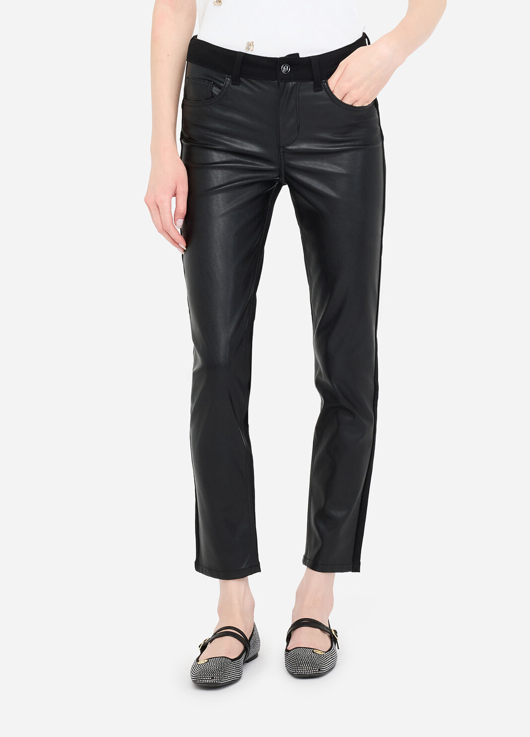Coated fabric trousers black Liu Jo - large image number 0