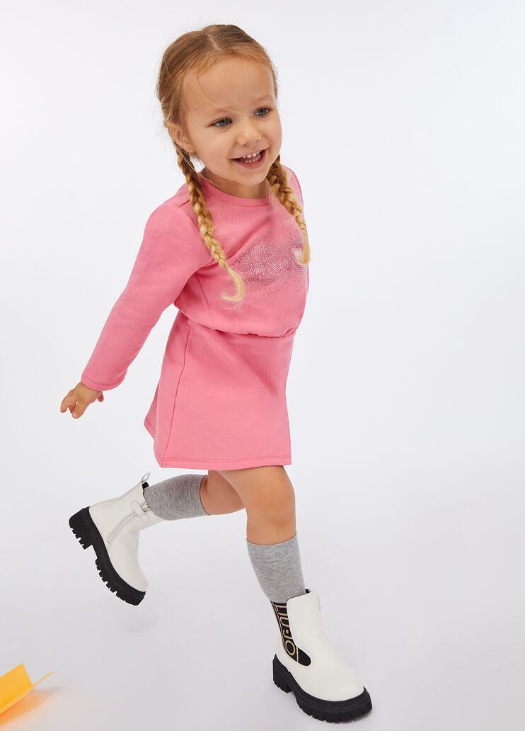 Sweatshirt dress with logo and rhinestones Camellia pink Liu Jo - medium Sweatshirt dress with logo and rhinestones Camellia pink Liu Jo - medium