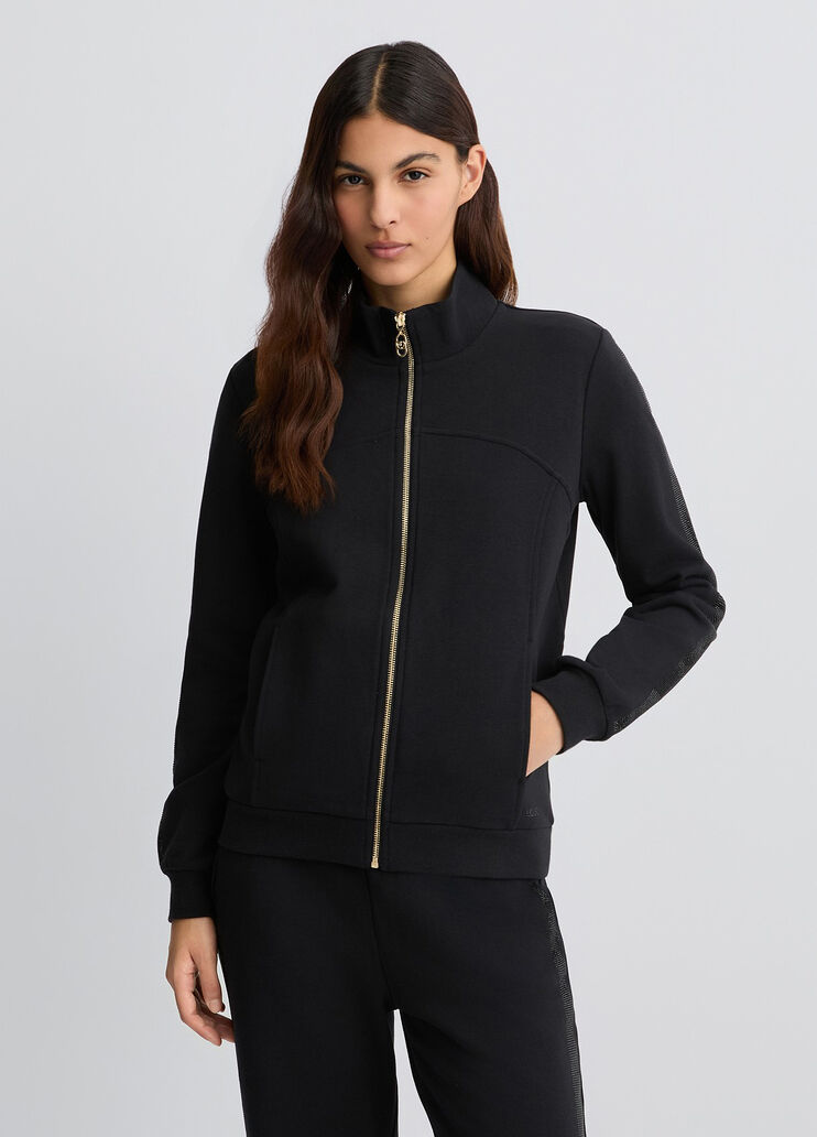 Cotton sweatshirt with rhinestones black Liu Jo - large image number 0 Cotton sweatshirt with rhinestones black Liu Jo - large image number 0