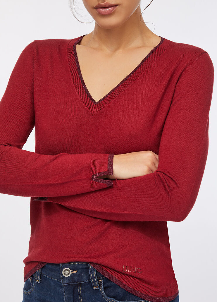 V-neck jumper red Liu Jo - large image number 4