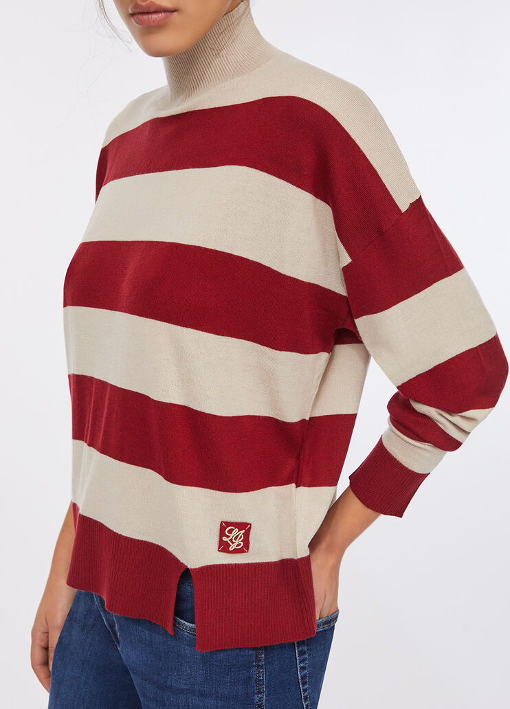 Lupetto a righe in misto lana rosso Liu Jo - large image number 3