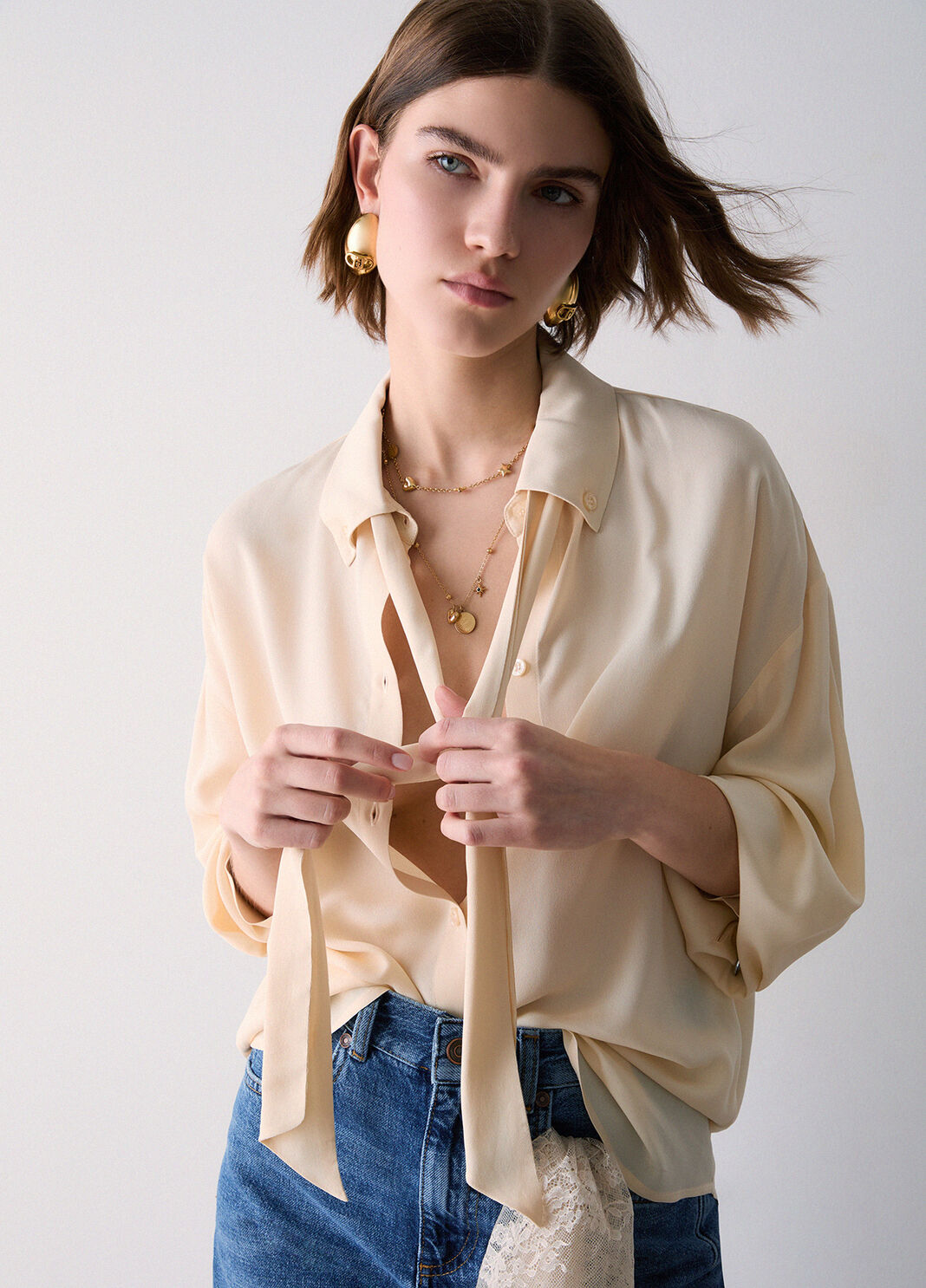 Blouse with Bow cream Liu Jo - large image number 2