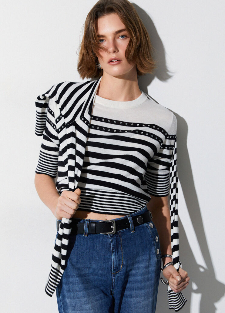 Gestreifter Pullover schwarz Liu Jo - medium