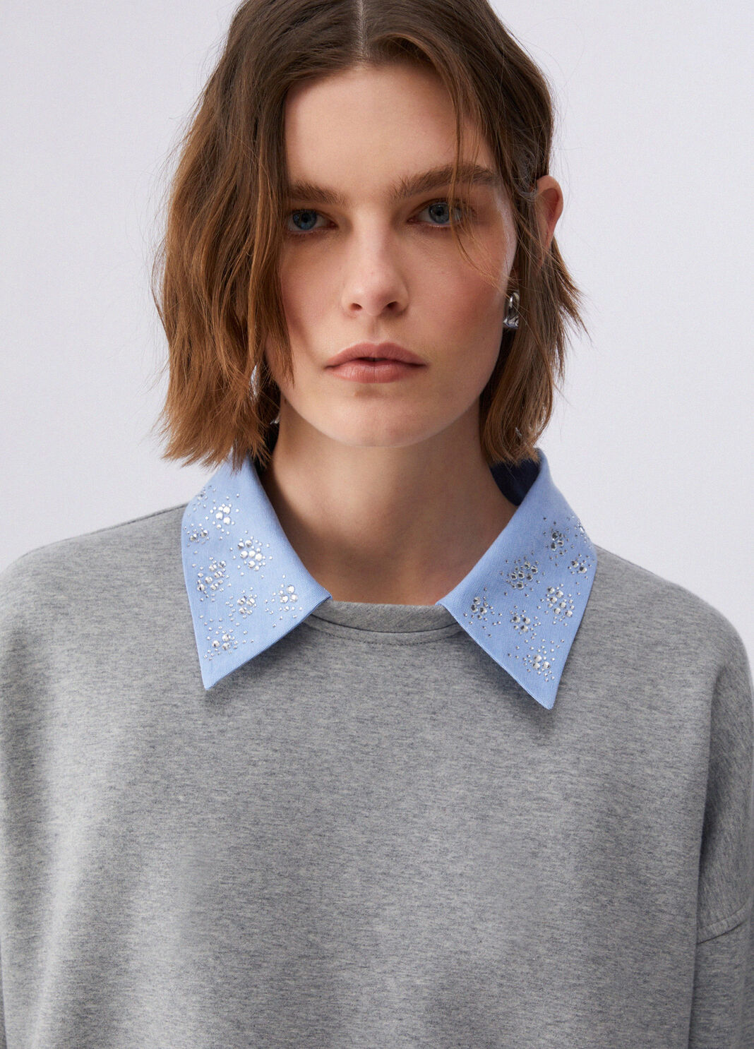 Sweatshirt with jewel embroidery grey Liu Jo - large image number 4