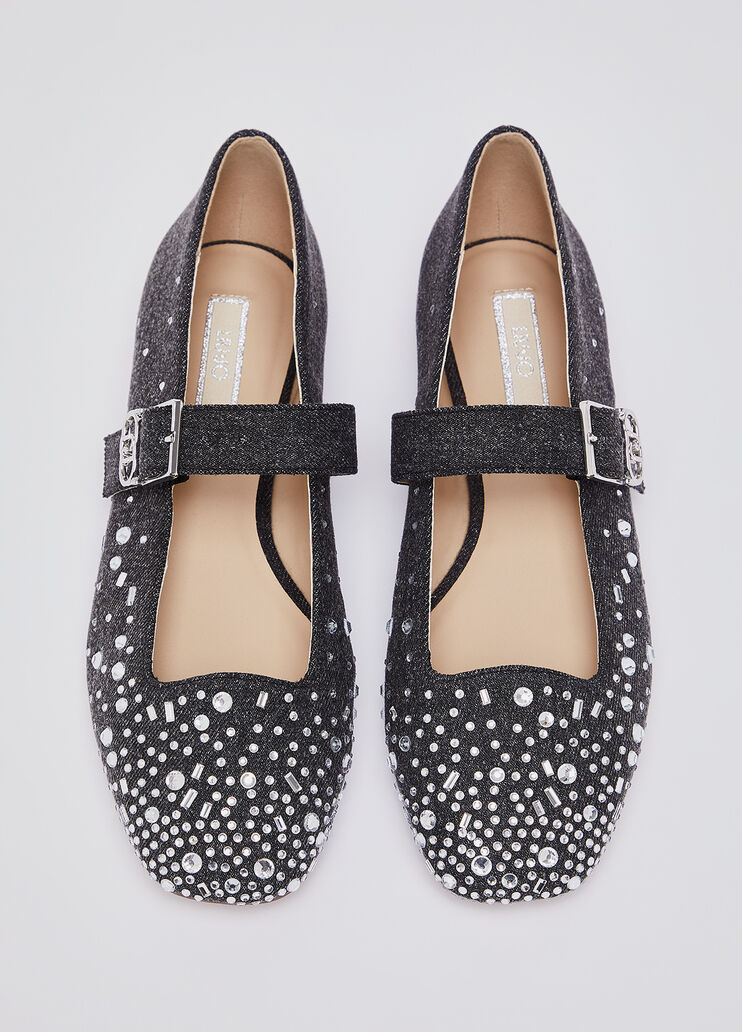 Ballerinas aus Denim mit Strass Grau Liu Jo - medium