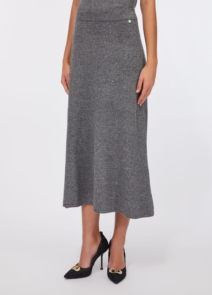 Knit midi skirt with sequins grey Liu Jo - large image number 0