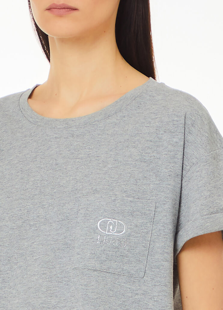 Jersey T-shirt with breast pocket grey Liu Jo - large image number 2 Jersey T-shirt with breast pocket grey Liu Jo - large image number 2