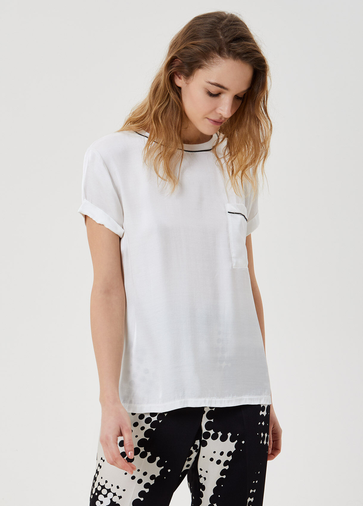 White satin t shirt Clearance