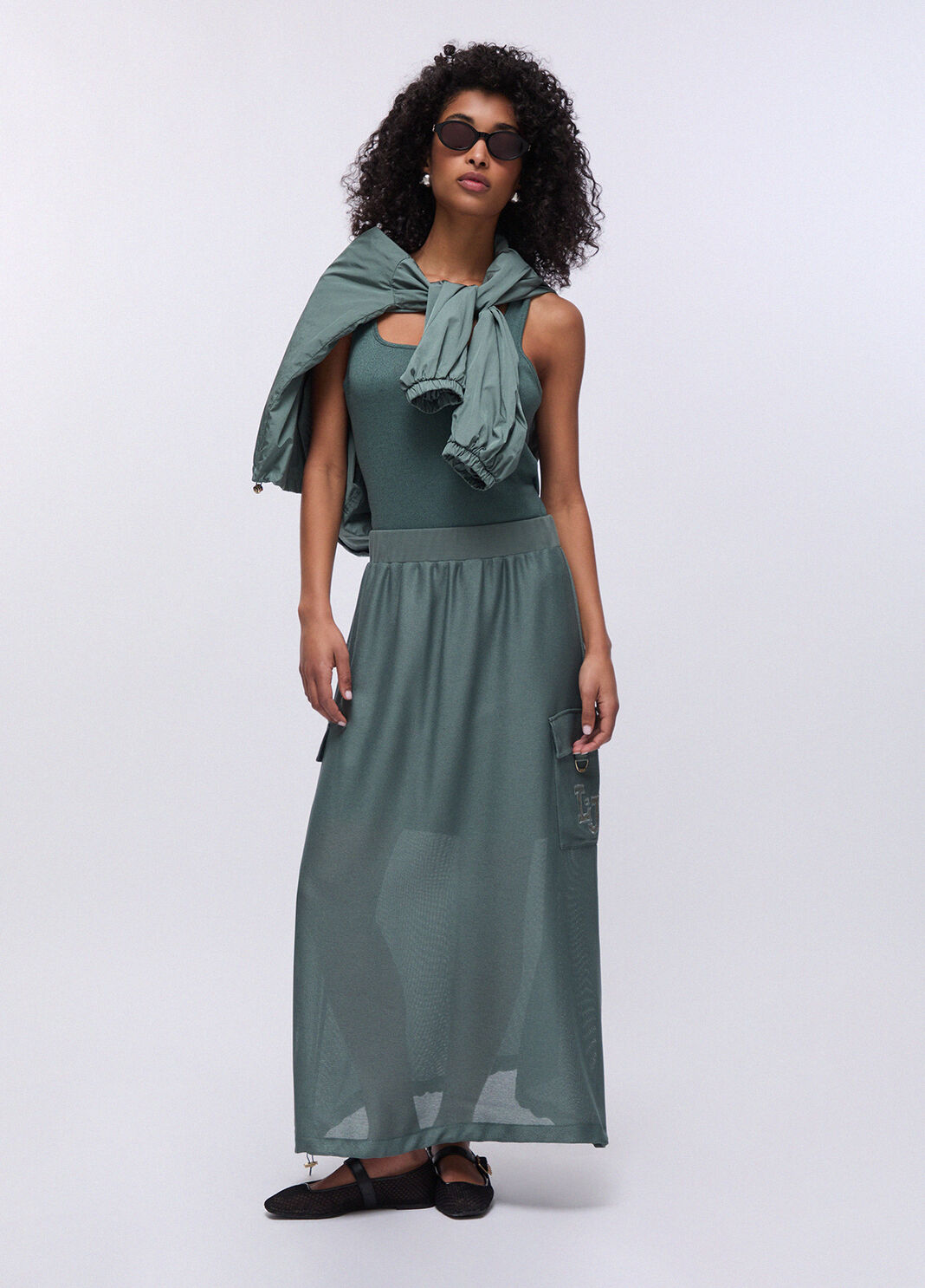 Top con logotipo de monograma verde militar Liu Jo - large image number 3