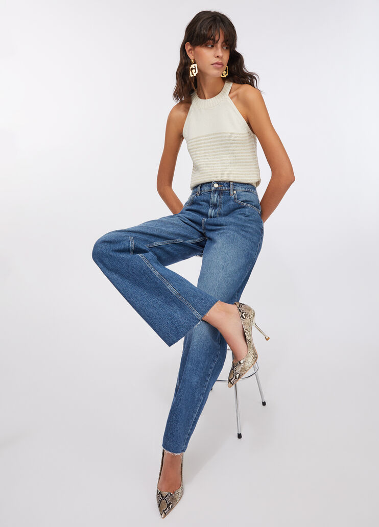 Джинсы широкого кроя с низкой посадкой синий деним Liu Jo - medium