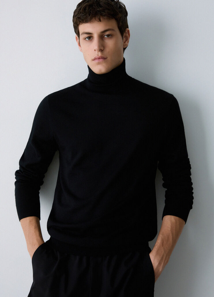 Pull col roul&eacute; en laine m&eacute;rinos noir Liu Jo - medium