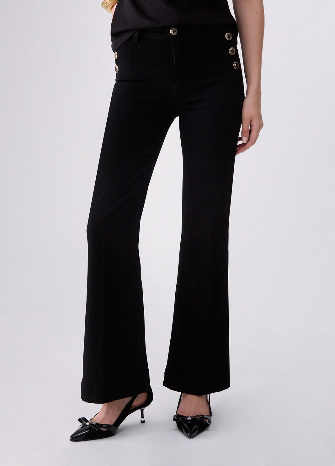 Flare Jeans with Jewel Buttons black denim Liu Jo - large image number 0