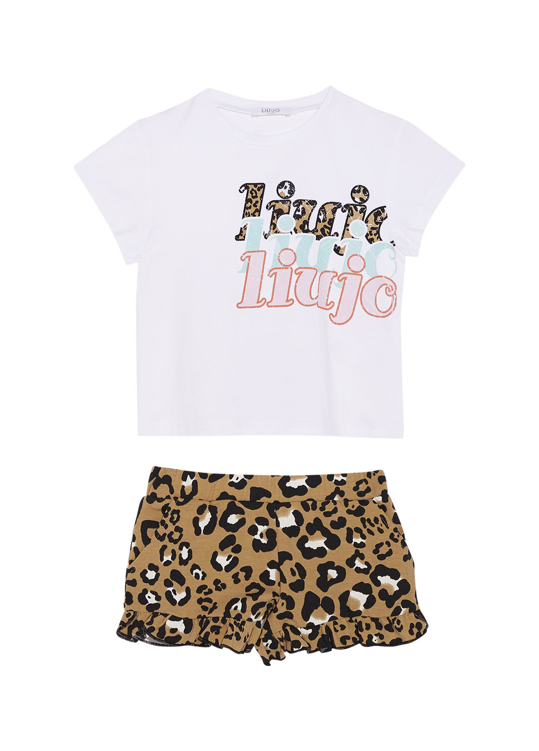 T-shirt and shorts set white/leopard print Liu Jo - large image number 0
