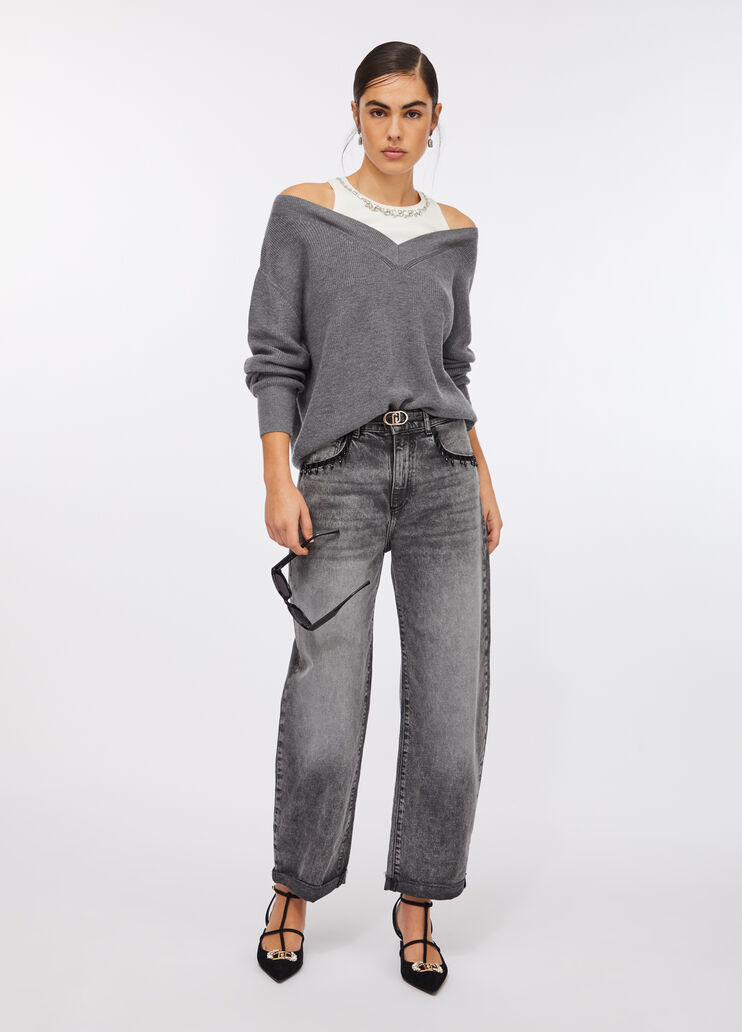 Jean ballon avec broderies bijoux noir Liu Jo - medium