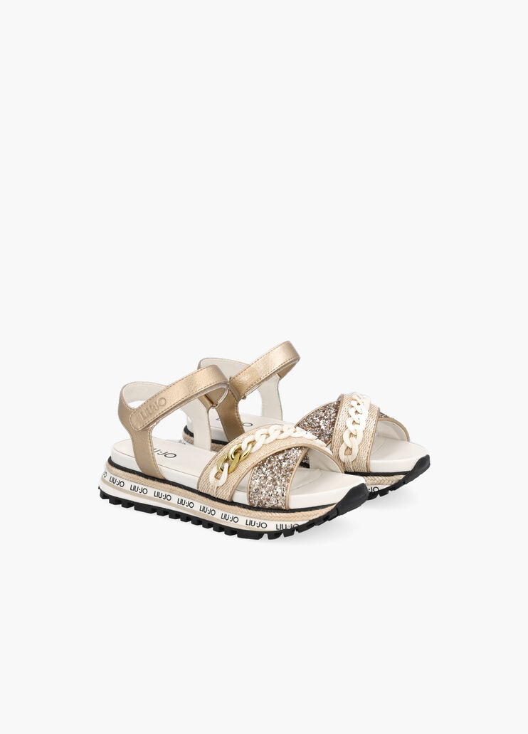 Platform sandals with jewel chain platinum Liu Jo - large image number 2