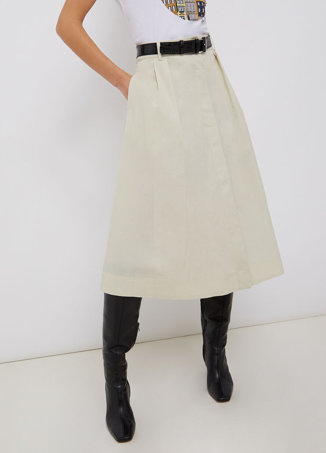 Экологичная юбка с ремнём сливочно-белый Liu Jo - large image number 0