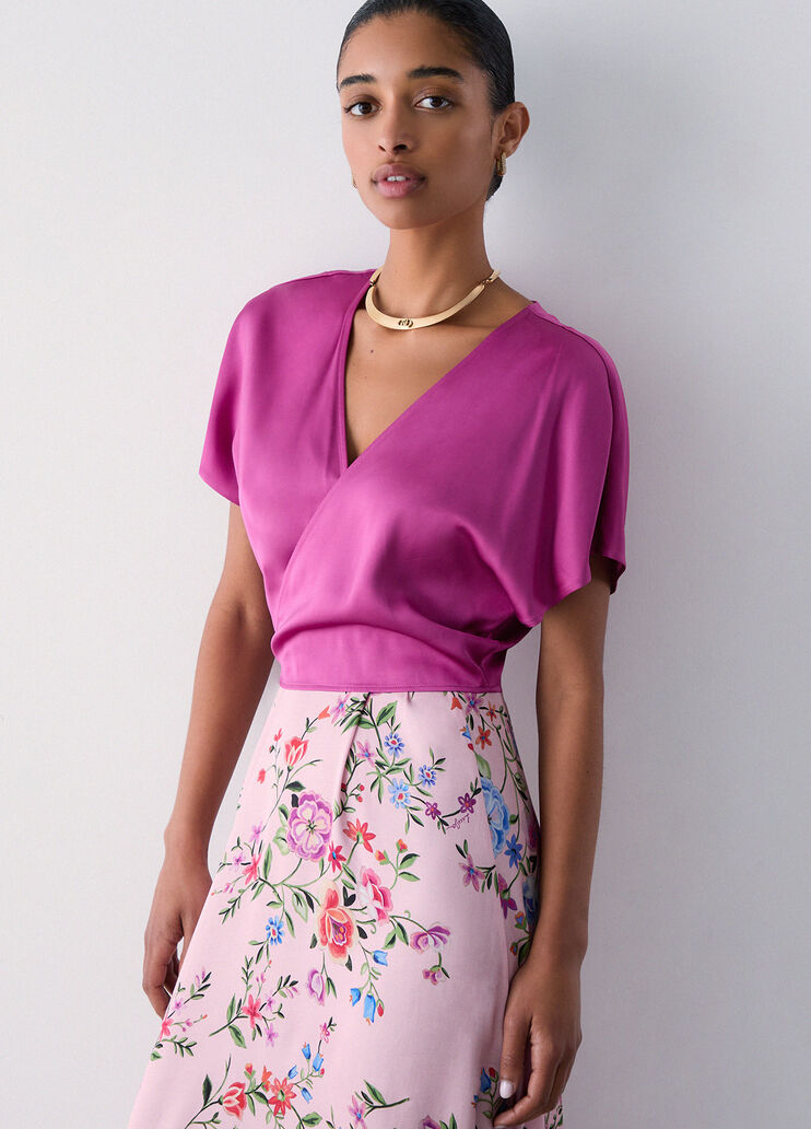 Top incrociato in raso rosa acceso Liu Jo - medium