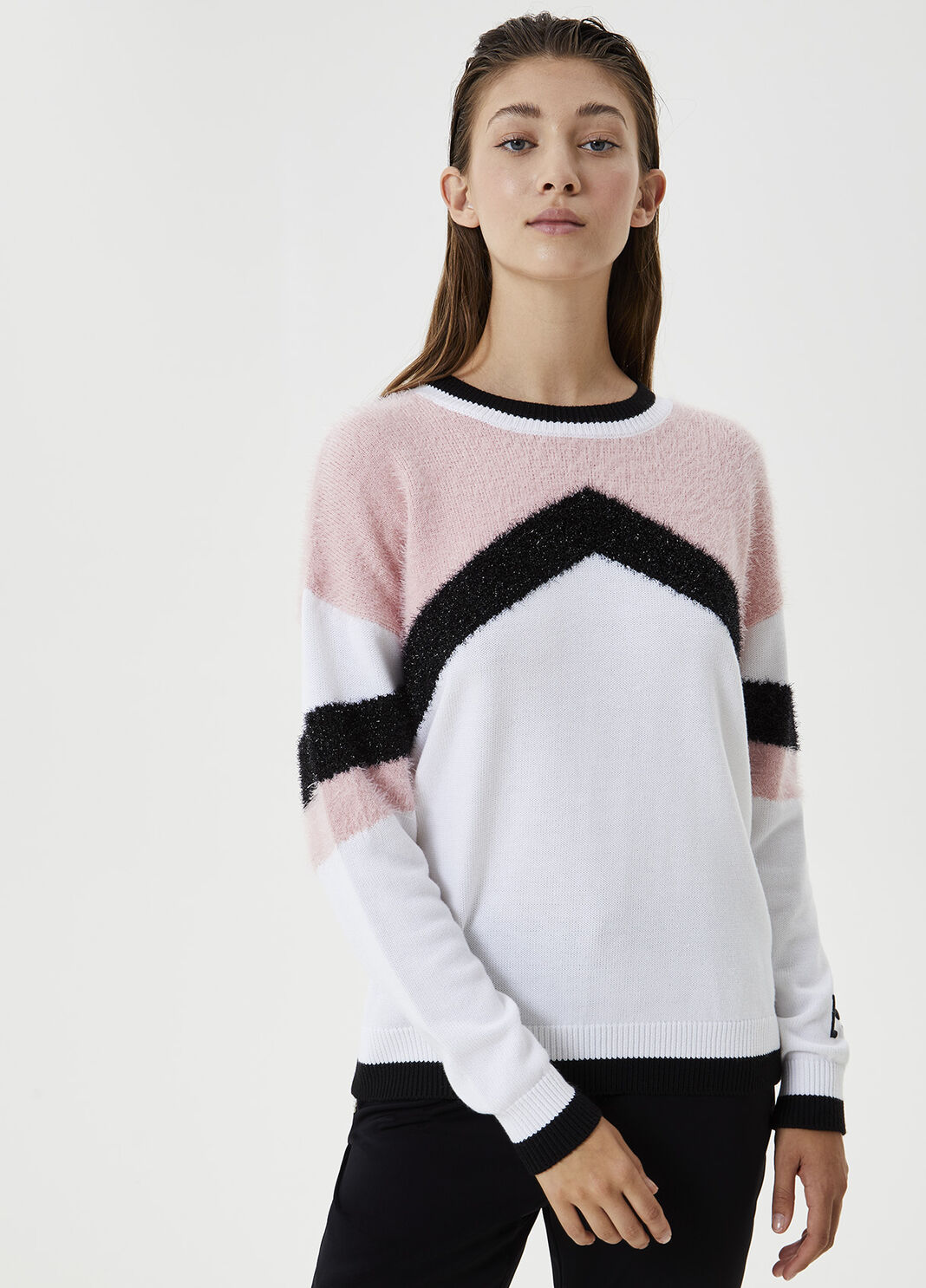 Maglia con inserto in lurex&reg; Bianco Liu Jo - large image number 0