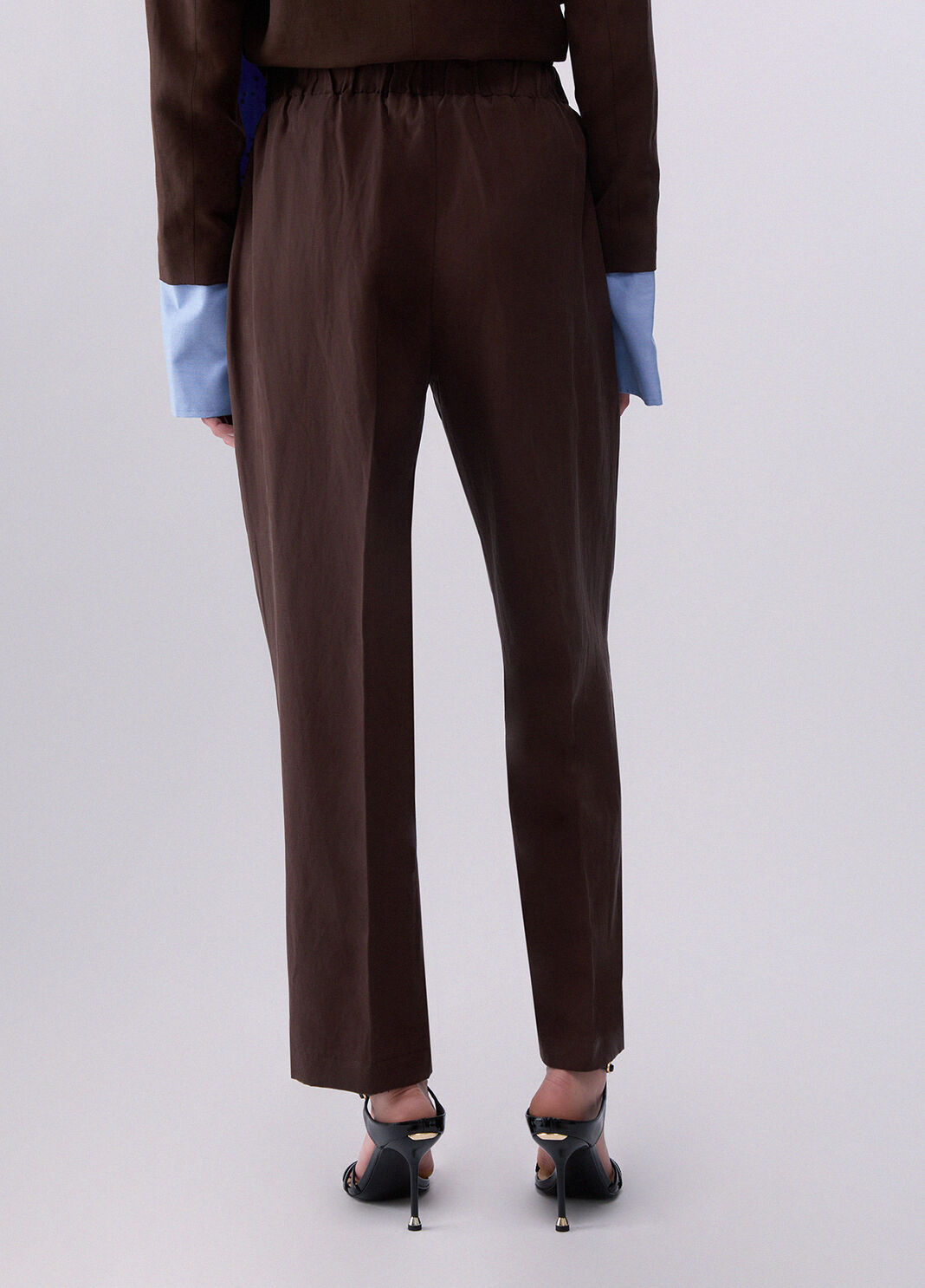 Linen-blend trousers dark brown Liu Jo - large image number 1