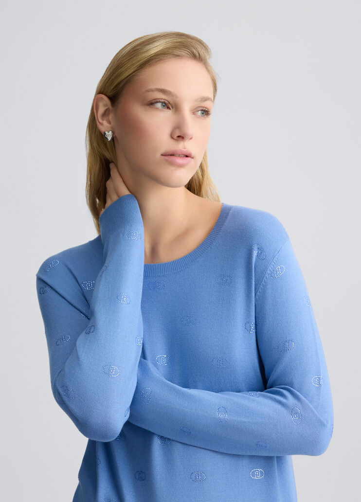 Top with logo and gemstones bright blue Liu Jo - large image number 2 Top with logo and gemstones bright blue Liu Jo - large image number 2