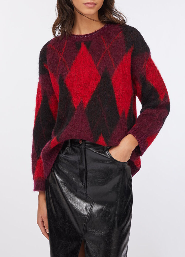 Jersey de punto rombo de lana y alpaca rojo Liu Jo - medium