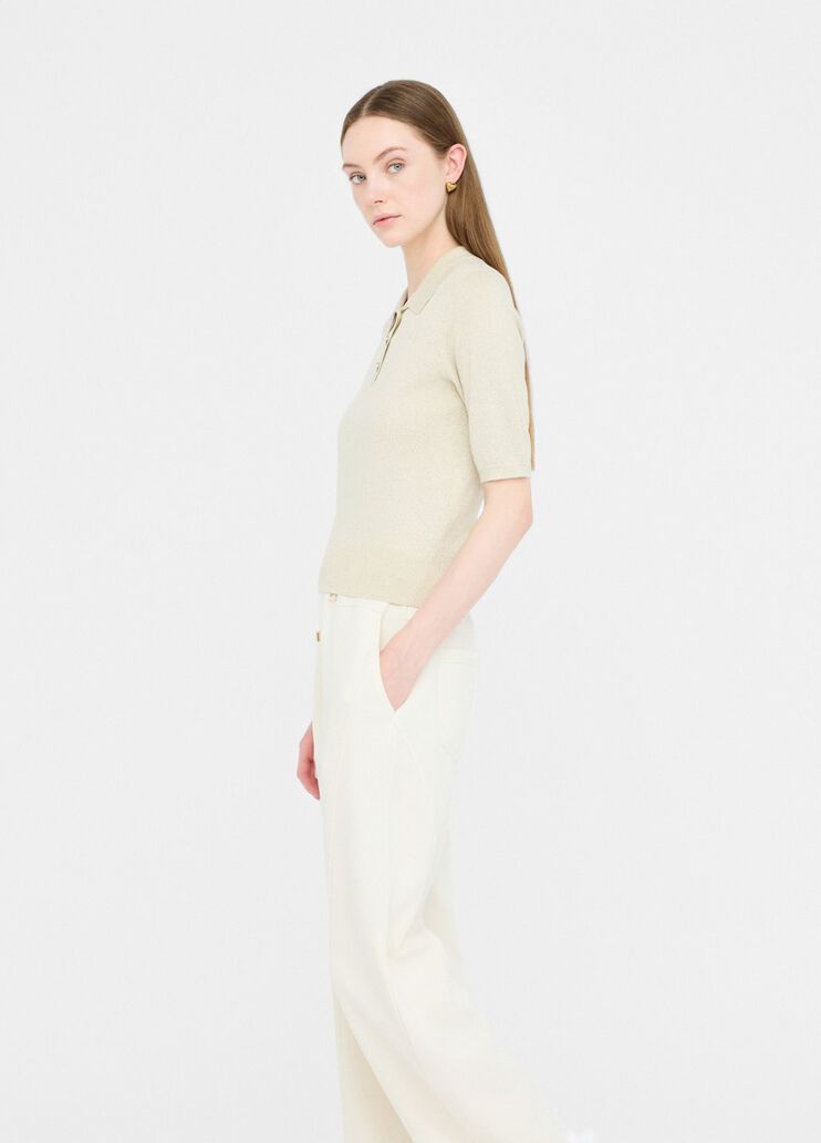 Poloshirt aus Strick-Lurex® Wollweiß Liu Jo - medium Poloshirt aus Strick-Lurex® Wollweiß Liu Jo - medium