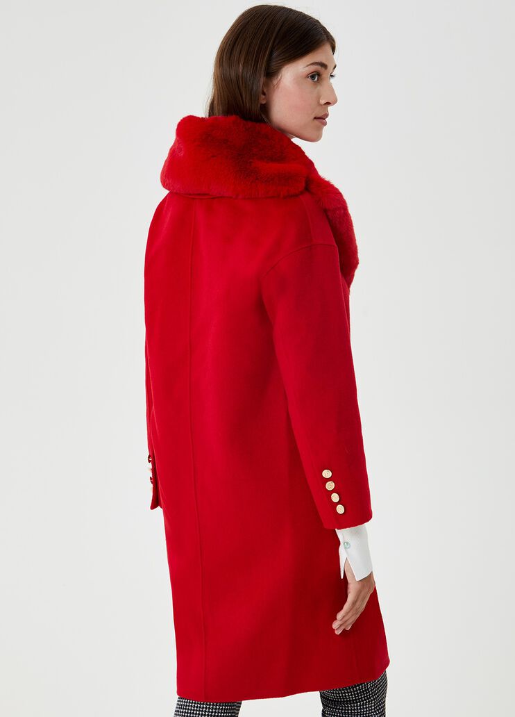 Длинное пальто с искусственным мехом Красный Liu Jo - large image number 1