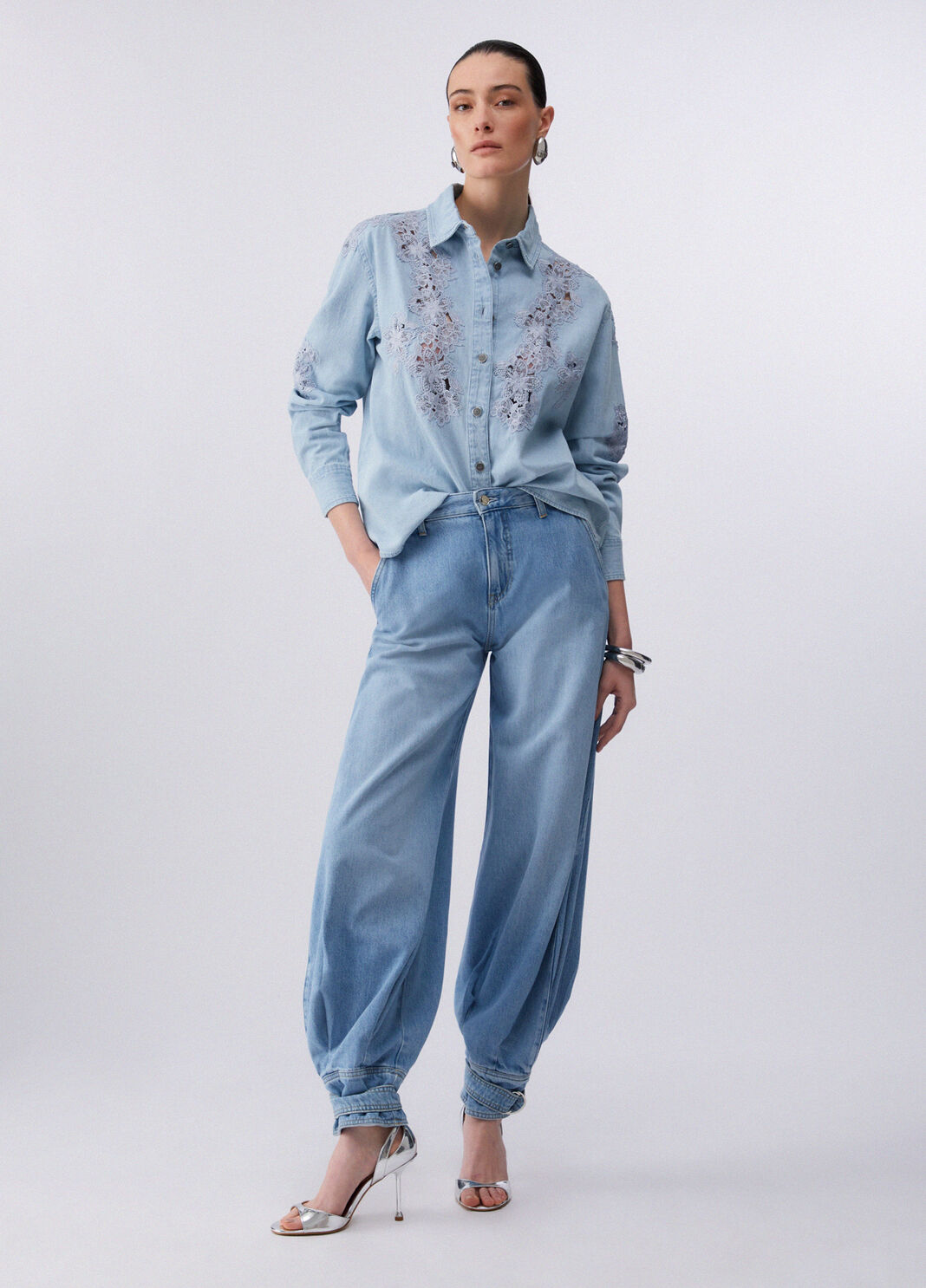 Denim shirt with lace light denim Liu Jo - large image number 5