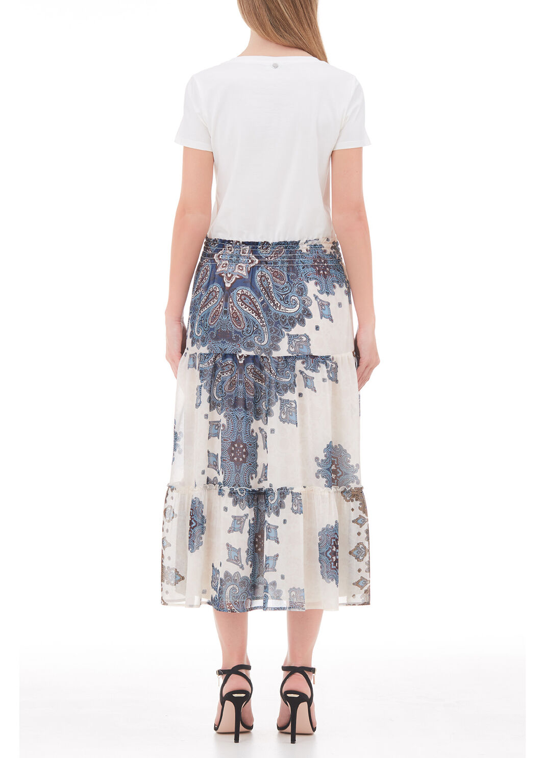 Vestito midi con stampa bianco/stampa optical Liu Jo - large image number 1