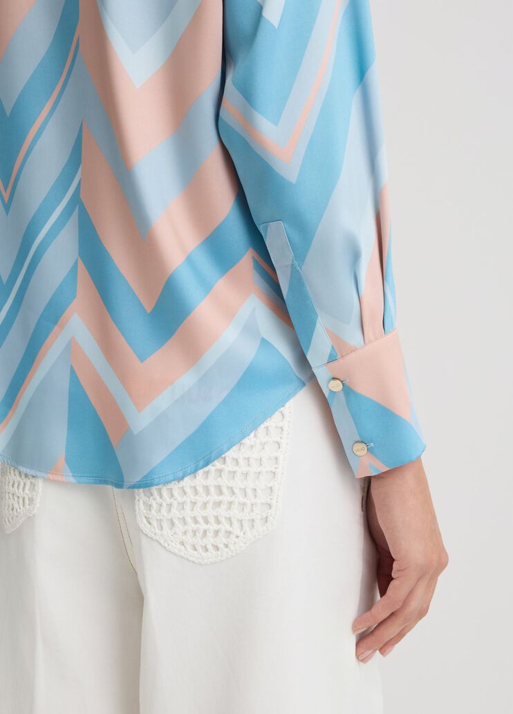 Printed twill shirt light blue Liu Jo - large image number 4 Printed twill shirt light blue Liu Jo - large image number 4