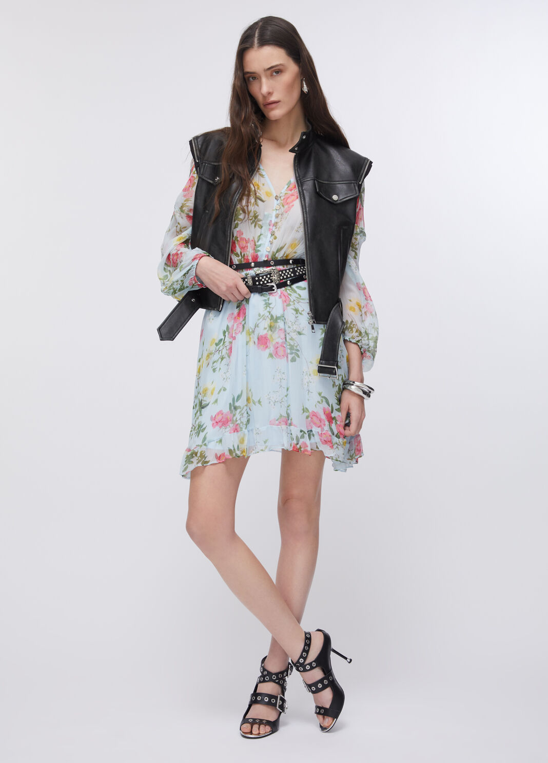 Kurzes Kleid mit Blumen Hellblau mit Blumen Liu Jo - large image number 5