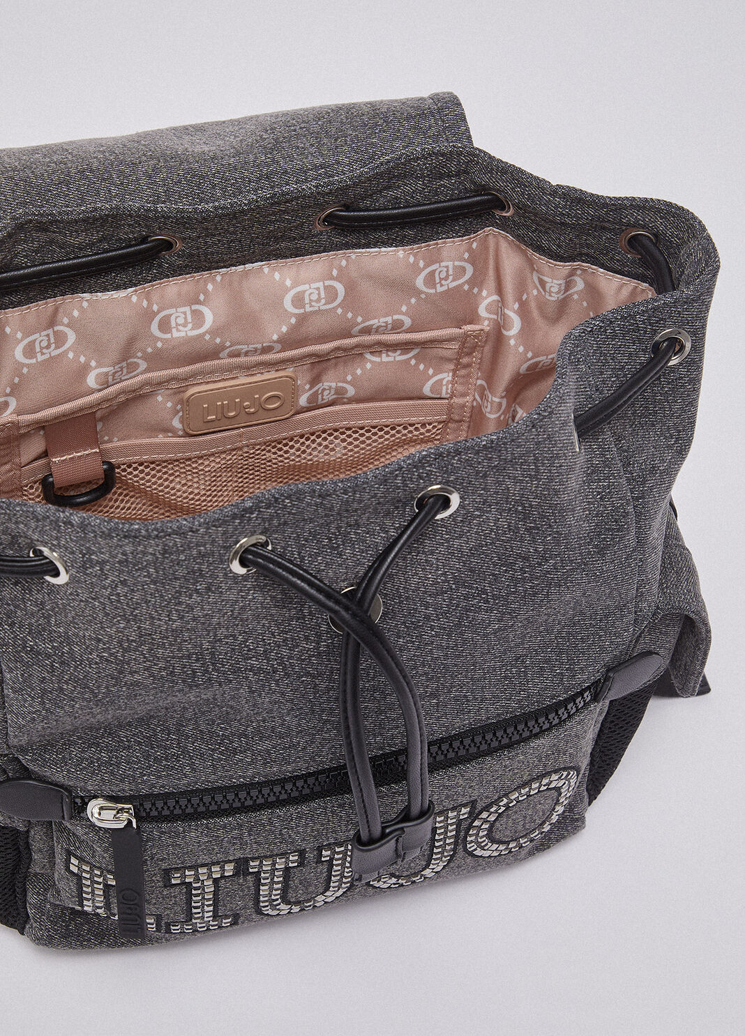 Denim backpack with logo grey denim Liu Jo - large image number 5