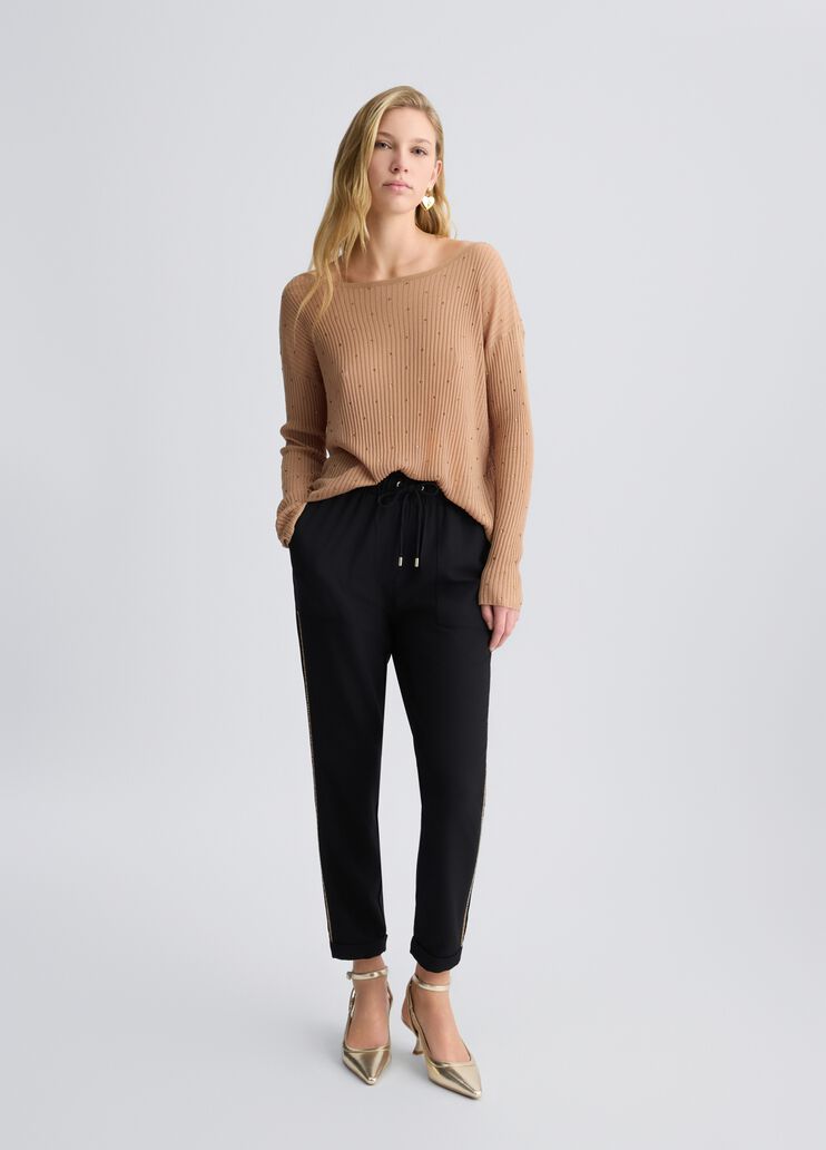 Beige jumper with rhinestones beige Liu Jo - large image number 5 Beige jumper with rhinestones beige Liu Jo - large image number 5