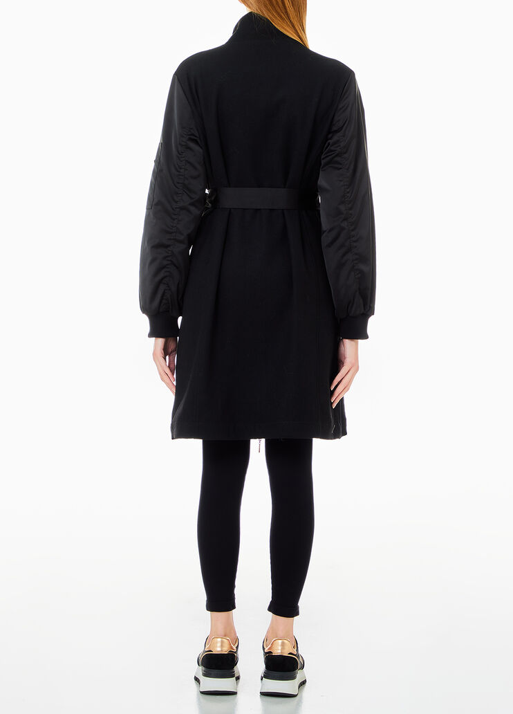 Manteau en laine et nylon noir Liu Jo - large image number 1 Manteau en laine et nylon noir Liu Jo - large image number 1