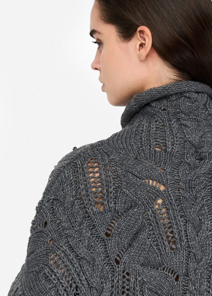 Jersey de cuello alto con pedrería gris Liu Jo - large image number 4 Jersey de cuello alto con pedrería gris Liu Jo - large image number 4