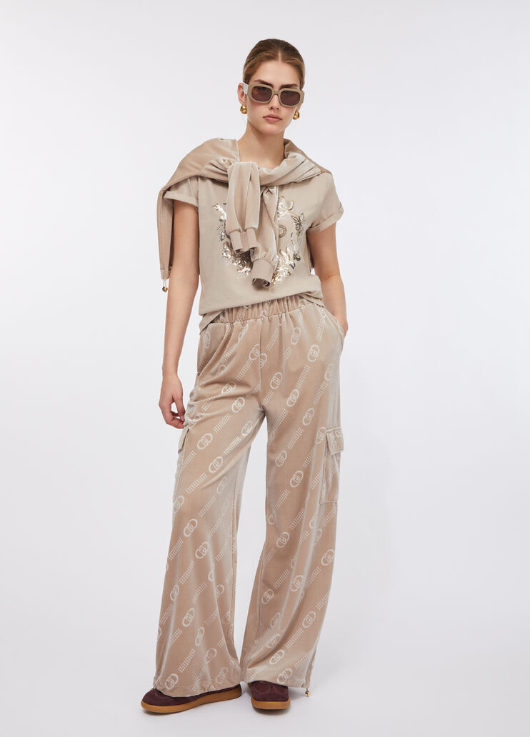 Pantalón de chándal de chenilla con logotipo champán/Liu Jo Liu Jo - large image number 5