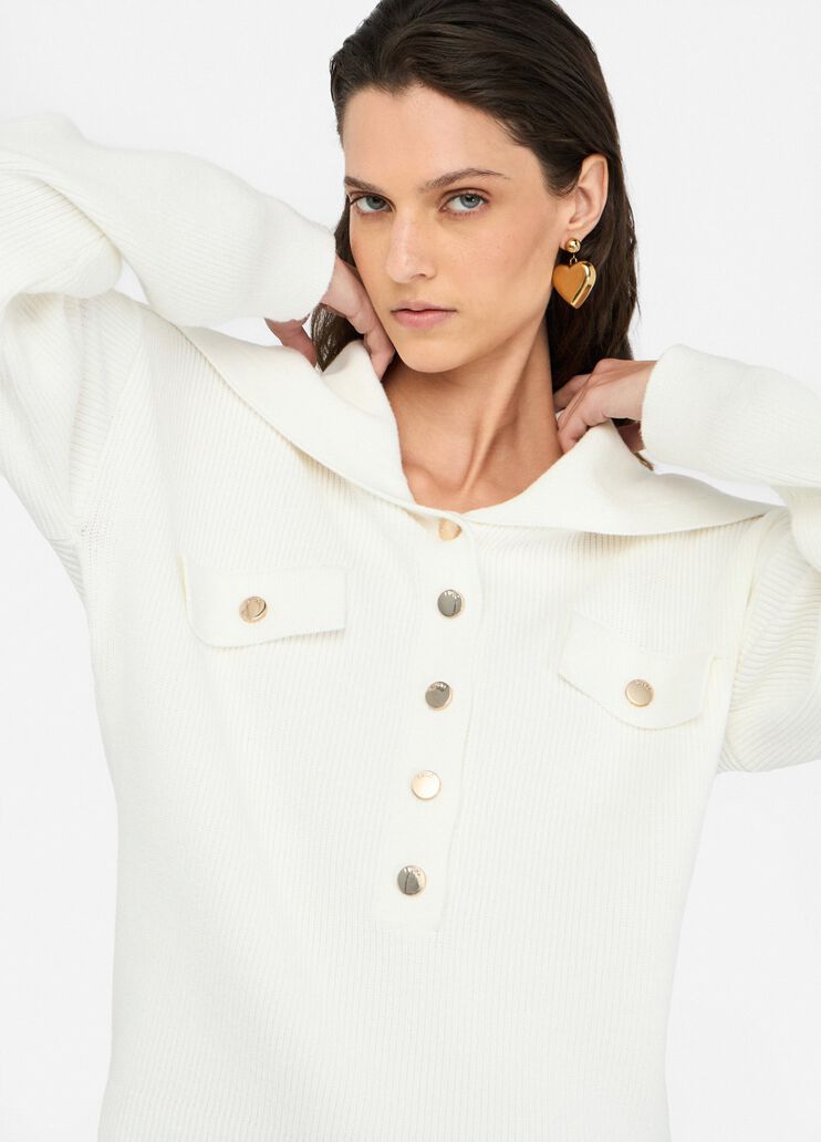 Jumper with maxi-neck white wool Liu Jo - large image number 2 Jumper with maxi-neck white wool Liu Jo - large image number 2